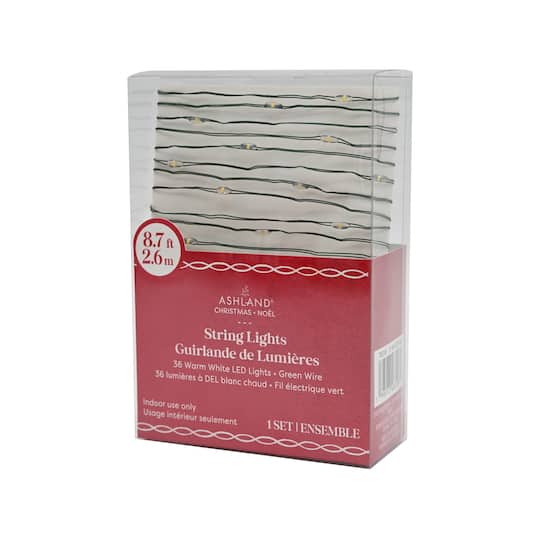 36ct. Warm White LED Bead String Lights on Green Wire by Ashland®